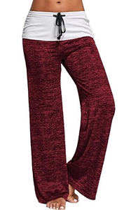 SZ60026-2 Женские свободные леггинсы для йоги с широкими штанинами Foldover Heather